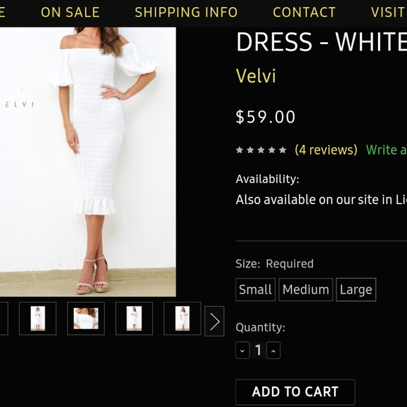 VELVI White Shirred off shoulder dress - Picture 3 of 5